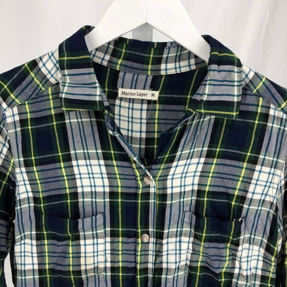 Marine Layer Green Plaid Long Sleeve Shirt Dress | Size M - Picture 5 of 5